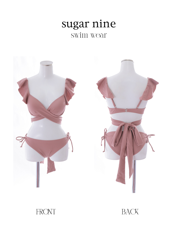 即日発送】【ビキニ】【水着】ショルダーフリルクロスビキニ/無地