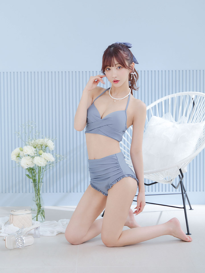 即日発送】【ビキニ】【水着】シアーチュニック付きハイウエストビキニ