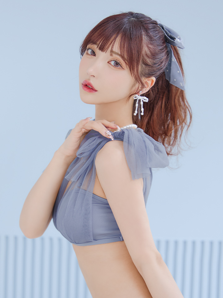 即日発送】【ビキニ】【水着】チュールリボン バストアップ ビキニ 2点