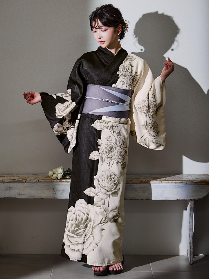 残りわずか！】【即日発送】【Riuコラボ】ツートンカラーローズ浴衣