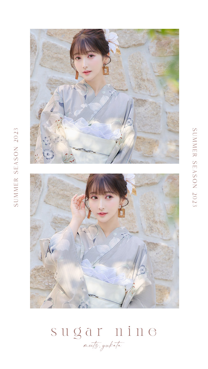 即日発送！】【浴衣】グレー地×可憐に咲き誇る百合浴衣【浴衣3点