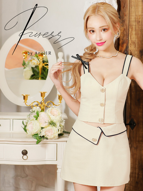 XSサイズあり【PURESS/ピュアレス】 ボタン/ リボン/ パイピング