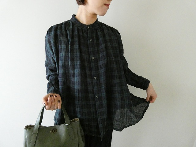 ichiAntiquite's(イチアンティークス) ブラックウォッチギャザーシャツ