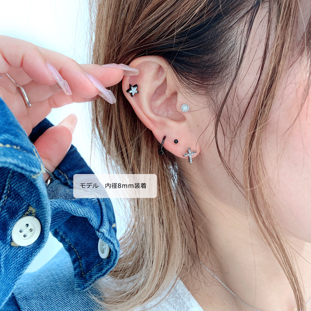 14G 16G ］ワンタッチでおしゃれ上級者♪ BLACKキャプティブクリッカー