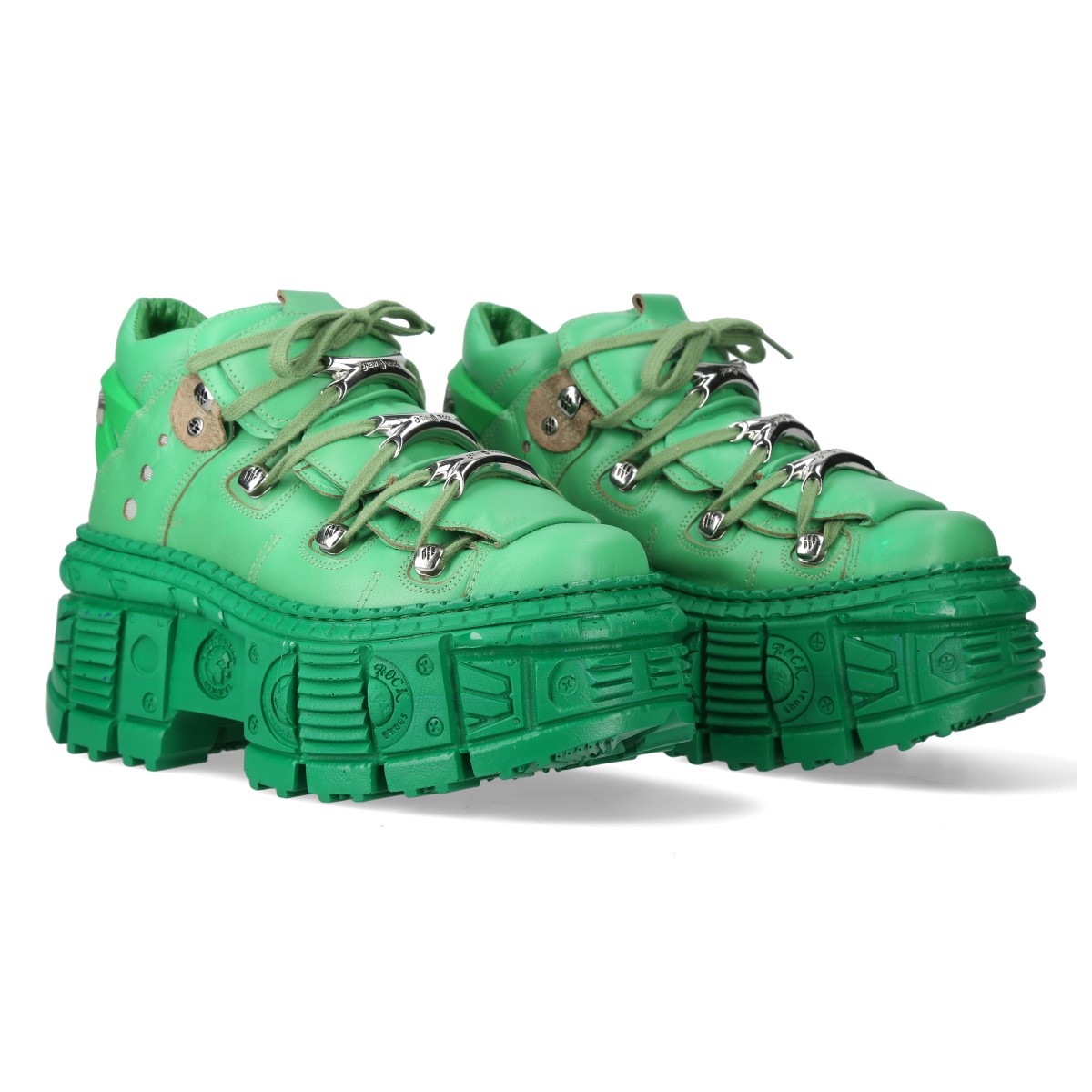 取り寄せ]M-106WALL-C9 / ライトグリーン / 厚底スニーカー / 本革