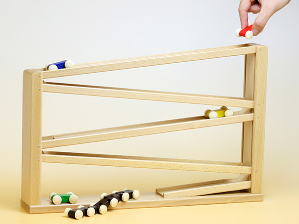 木のおもちゃ カルテット / トレインカースロープ クネクネバーン 大