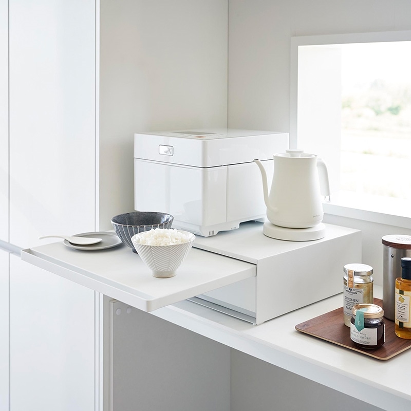 山崎実業 tower タワー 2WAYキッチン家電下引き出し＆スライドテーブル