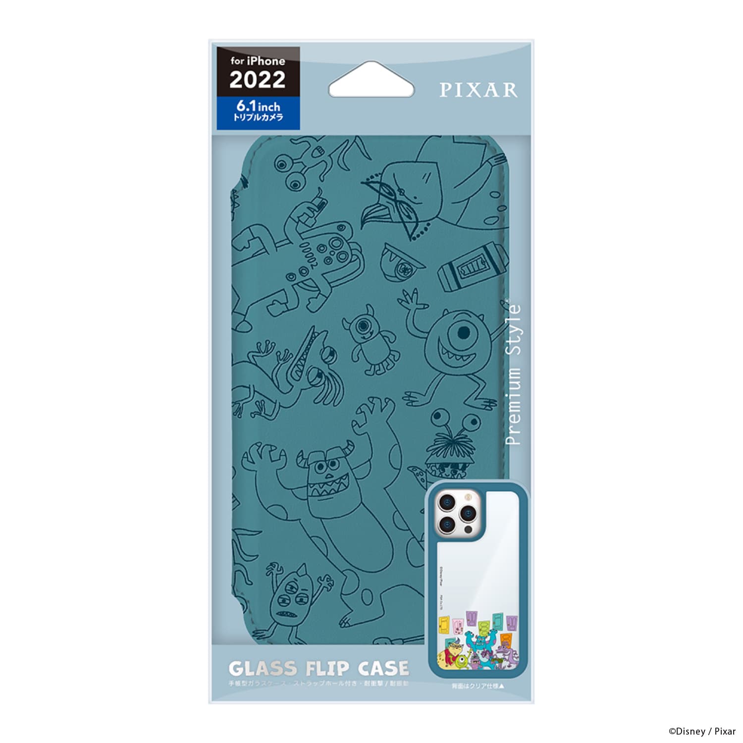 iPhone 14 Pro用 ガラスフリップケース [モンスターズ・インク]｜株式