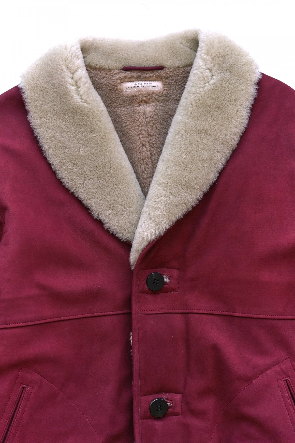 OLD JOE - EXCLUSIVE GATHERING WAIST MOUTON COLLAR JACKET - BURGUND