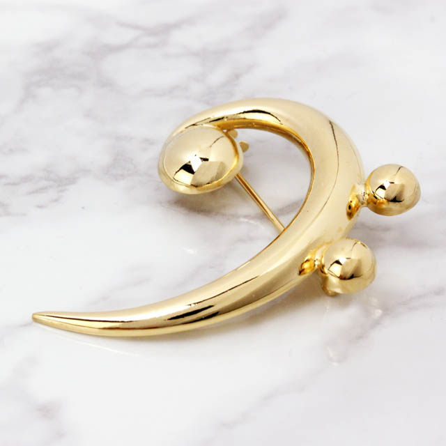 SV925 シルバー ブローチ 《ヘ音記号》 k24メッキ仕上 音楽雑貨