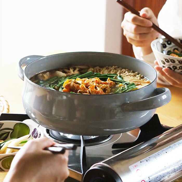 野田琺瑯×天一印 LUKE（ルーク） 浅型キャセロール 25cm グレー | 食器