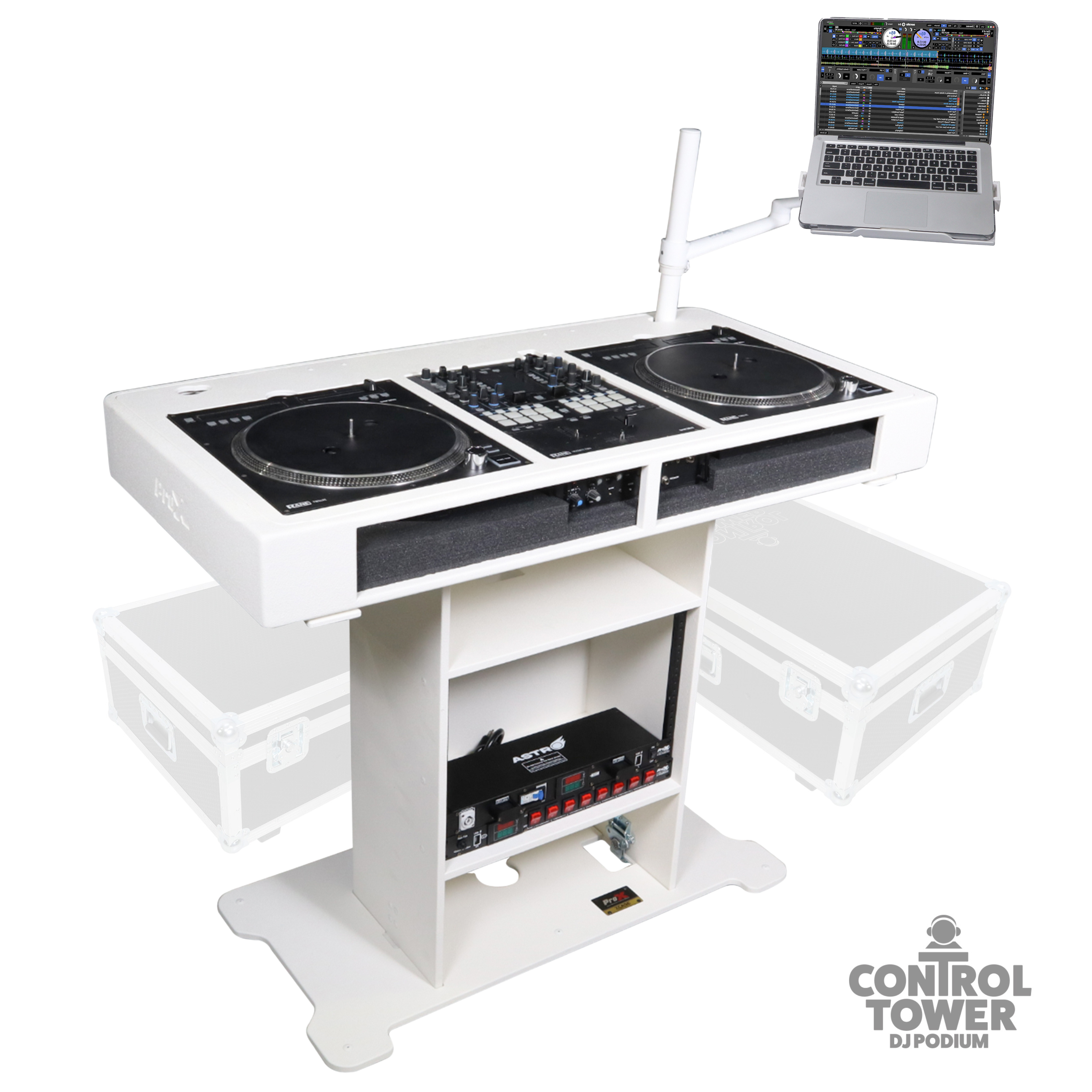 ProX XZF-DJXLCTW CASE DJ Control Tower in White, w/ 2 Flight case