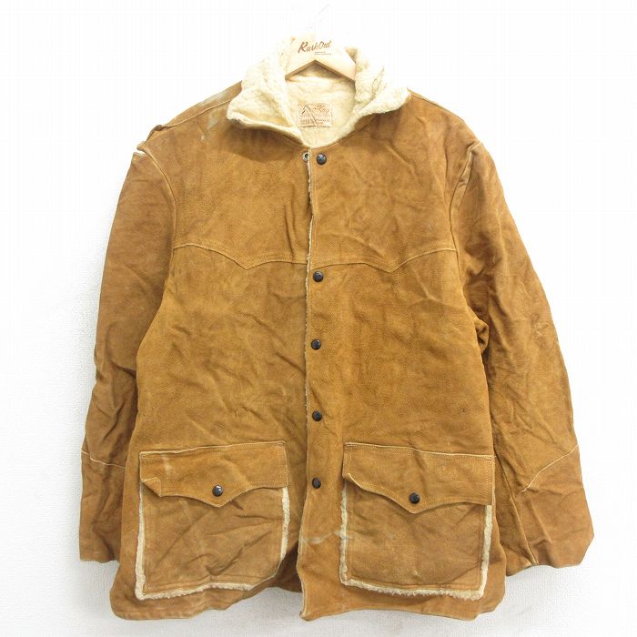 古着通販 XL☆古着 長袖 ビンテージ スエード レザー ジャケット
