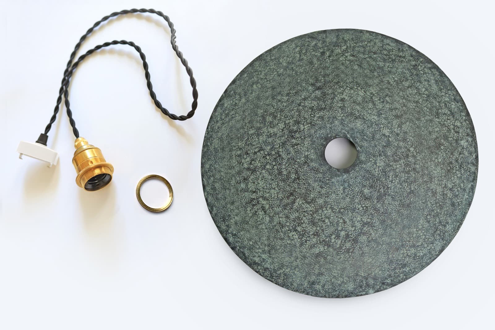 鎚目模様のシェードランプ E26 お皿型 緑青 | LT-PD010-09-G148