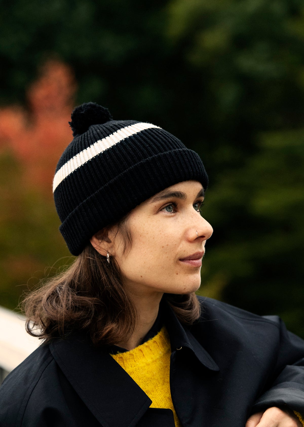 ストライプ柄 ポンポン付きビーニー - R5113｜ニットキャップ｜ROTOTO