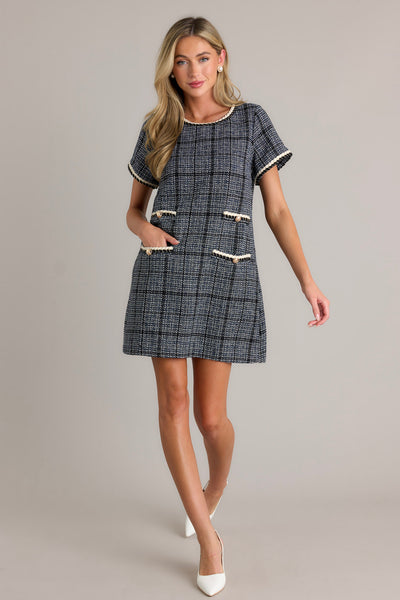 Navy Tweed Mini Dress - All Dresses | Red Dress