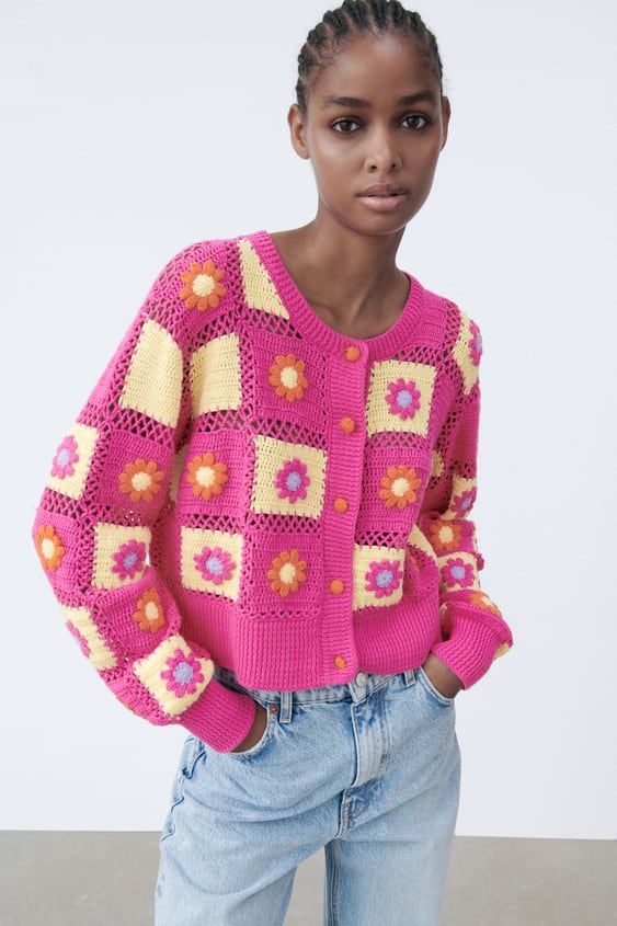 Zara + Crocheted Knit Cardigan Limited Edition