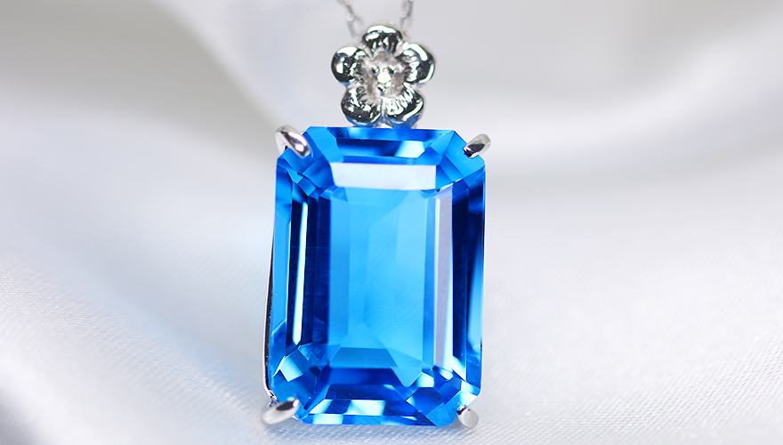 スイスブルートパーズ 18.7ct ダイヤモンド ホワイトゴールド