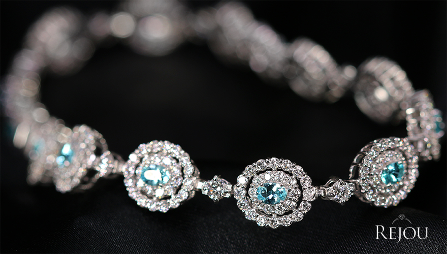 パライバトルマリン 1.18ct ダイヤモンド 3.4ct プラチナ ブレスレット