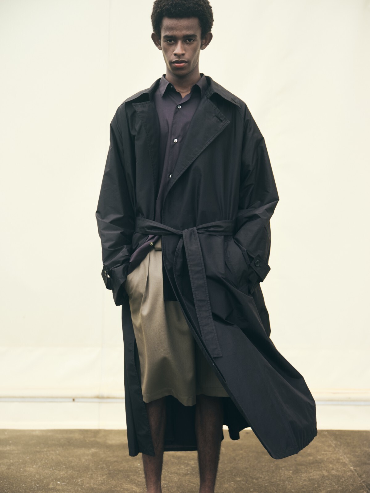 シルクシャンタンラップトレンチコート - ブラン ワイエム レディース