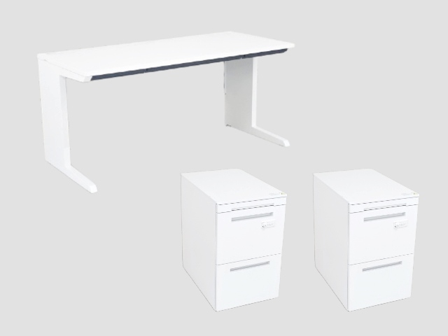 中古｜イトーキ｜CZR｜平デスク1点・3段ワゴン（ダイヤル錠タイプ