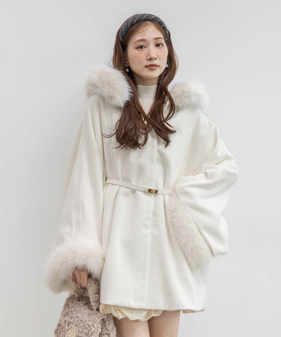 SALE】2WAY ファー付きミドルケープコートRANDA公式サイト