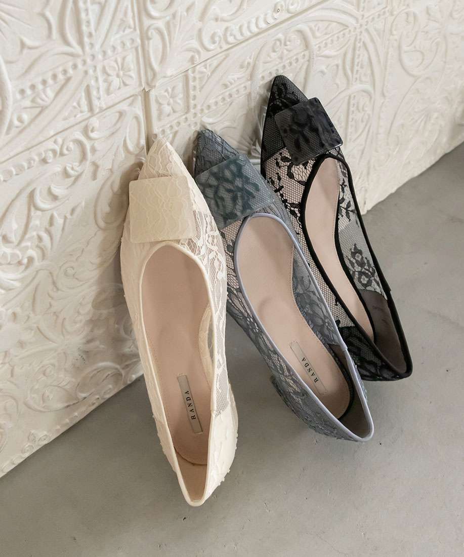 SALE】3E幅広 スクエアパーツレースフラットパンプスRANDA公式サイト