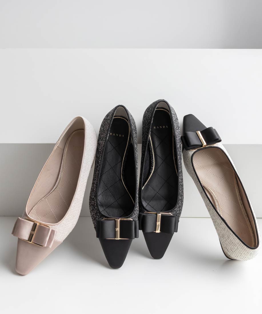 コンビマテリアルリボンフラットパンプスRANDA公式サイト