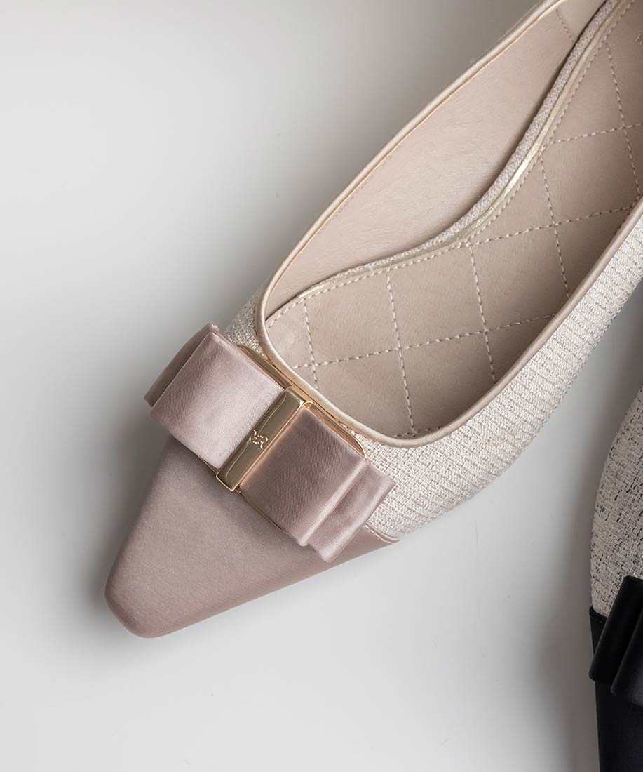 コンビマテリアルリボンフラットパンプスRANDA公式サイト