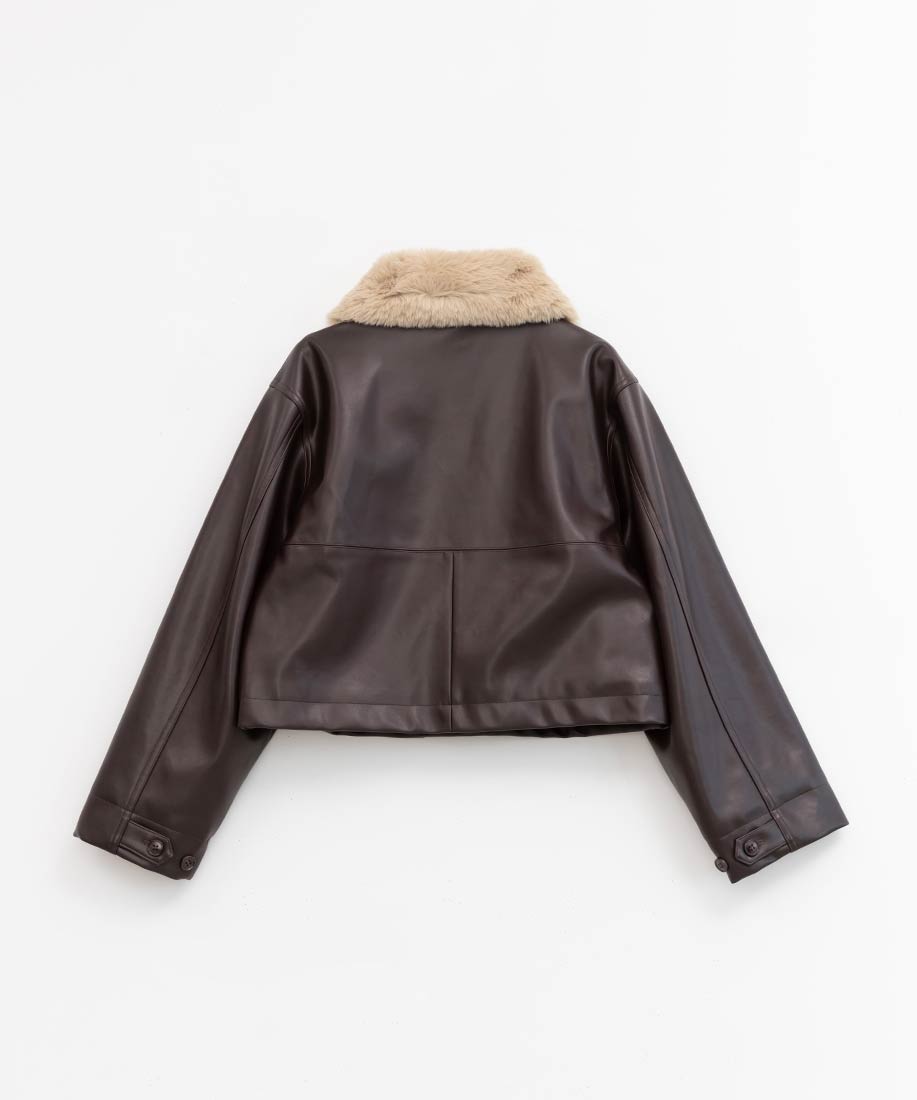 SALE】【選べる丈感】2WAY ファー襟付きフェイクレザージャケットRANDA