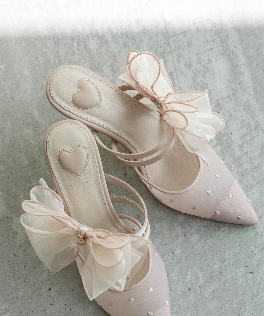 HEART COLLECTION】シフォンリボンハートミュールパンプスRANDA公式サイト