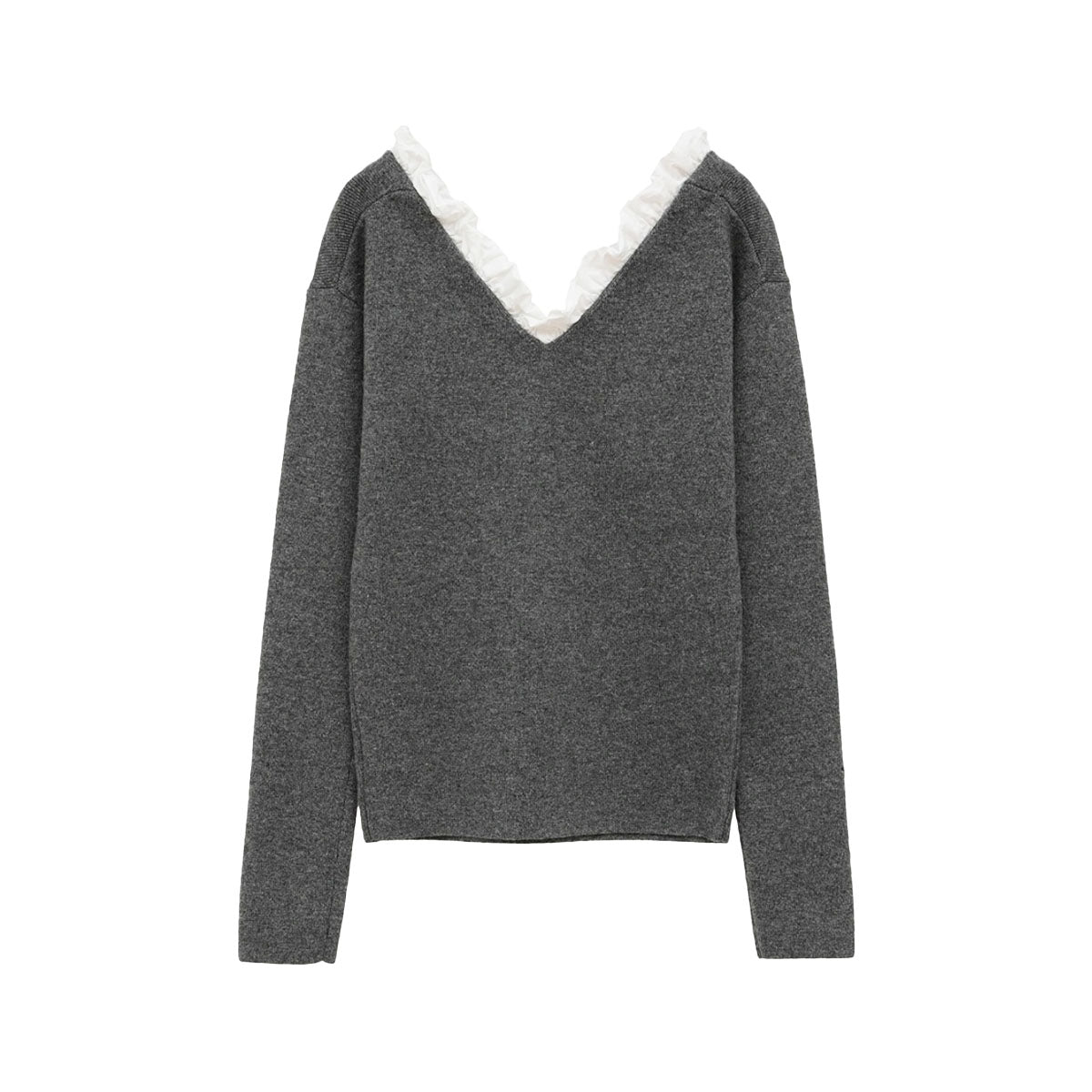 CLANE]2WAY FRILL V NECK KNIT TOPS/GRAY(19106-2282) – R&Co.