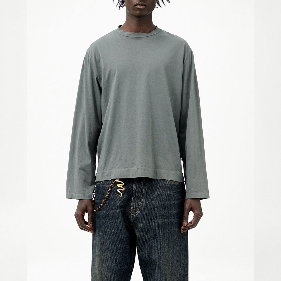 OUR LEGACY - BOX LONGSLEEVE Grey Sage Clean Jersey | River