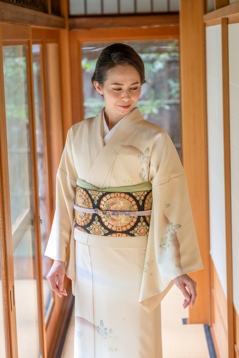 訪問着レンタル 訪問着LLサイズ 加賀友禅：二代目由水十久 若菜摘み 薄