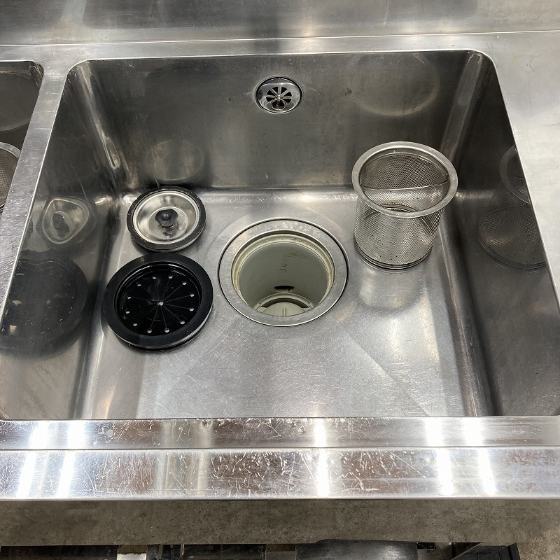 2槽シンク ソイルドシンク 食洗右 カラン付き ステンレス W1400(1420