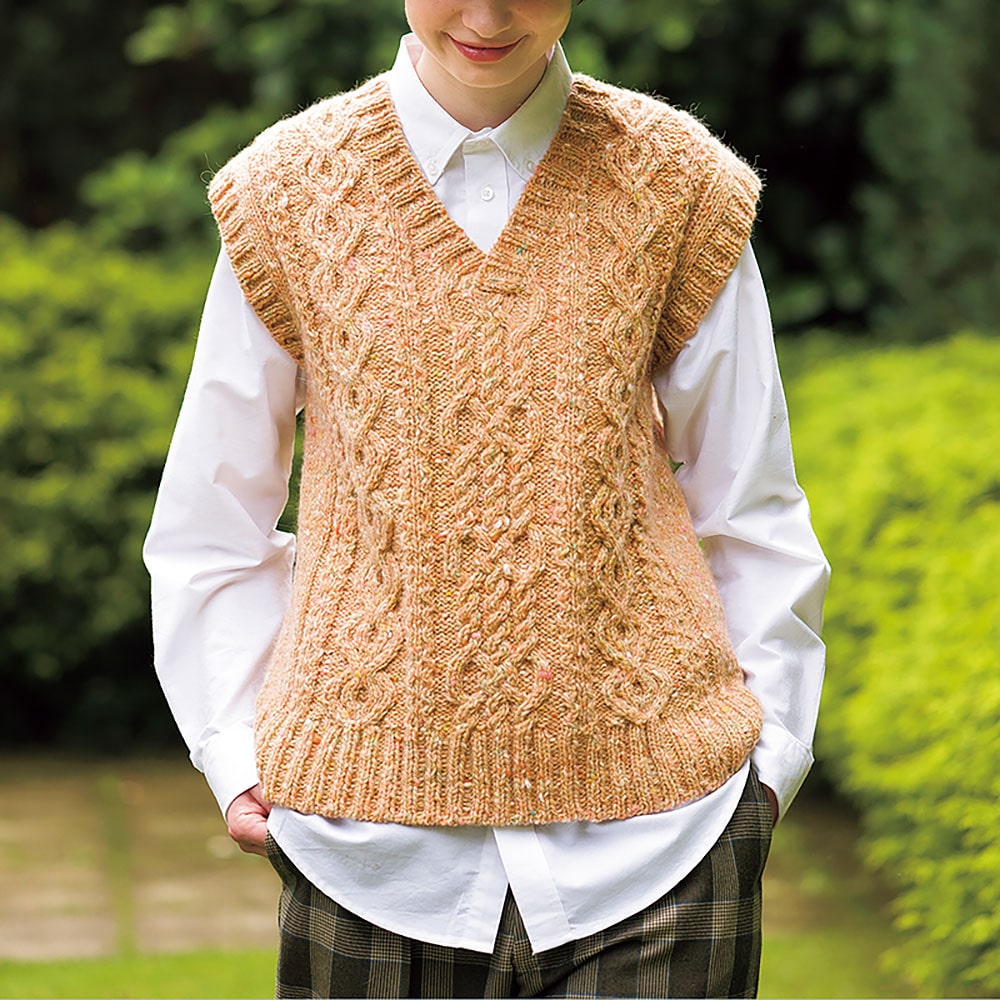 レシピ〉ケーブル模様のVネックベスト: レシピ｜手づくりタウン by