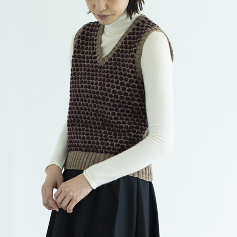 レシピ〉引き上げ編みの水玉模様ベスト［M・L・LL］: レシピ｜手づくり