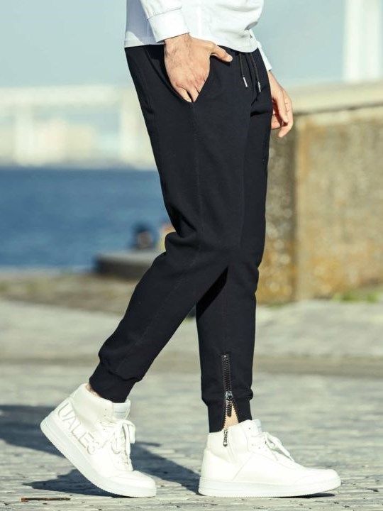 1PIU1UGUALE3 RELAX - ラインストーンサークルロゴスウェットロング