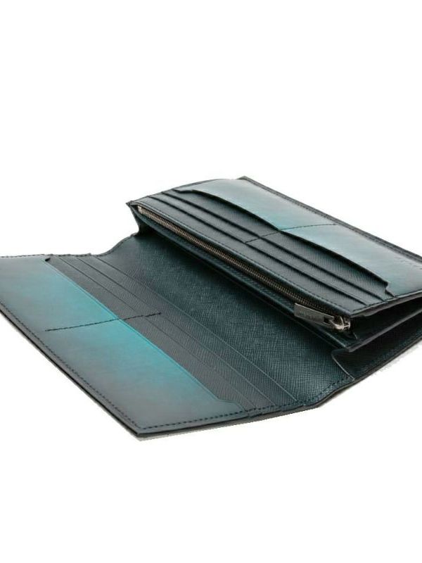 yuhaku - かぶせ長財布 / ターコイズ | BRYAN