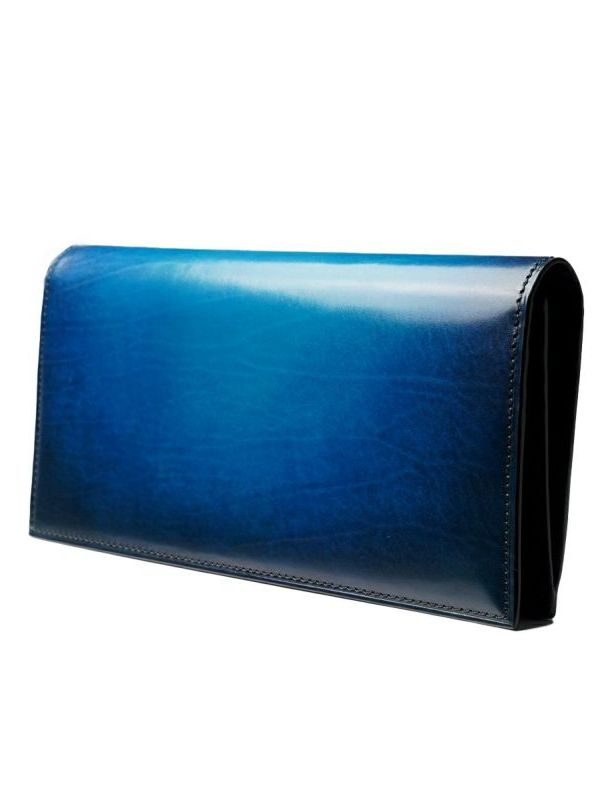 yuhaku - かぶせ長財布 / ブルー | BRYAN