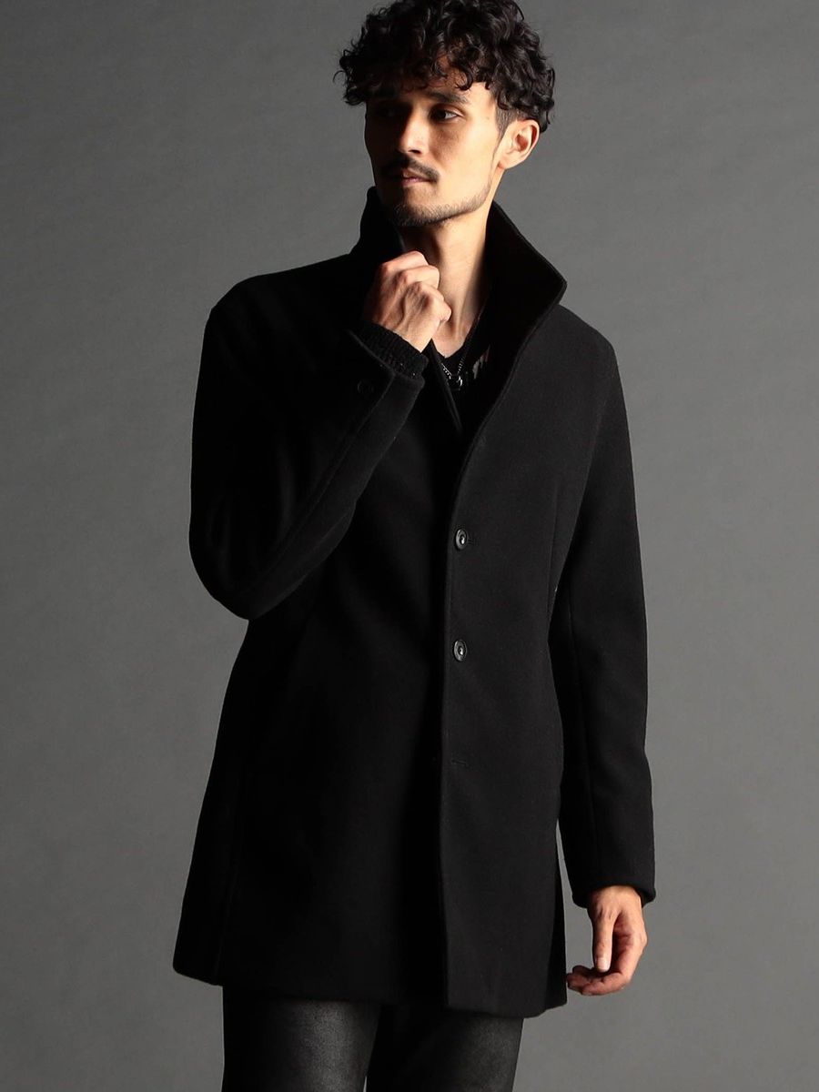 NICOLE - アラカルトハイブリットメルトン スタンドコート / ブラック