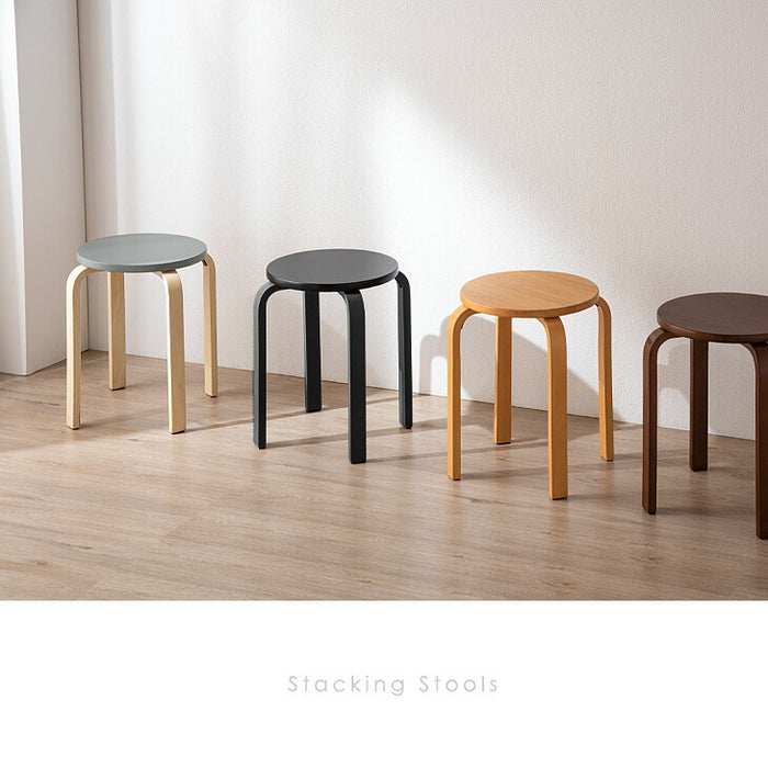 スタッキング スツール 2脚セット 木製 コンパクト 丸椅子