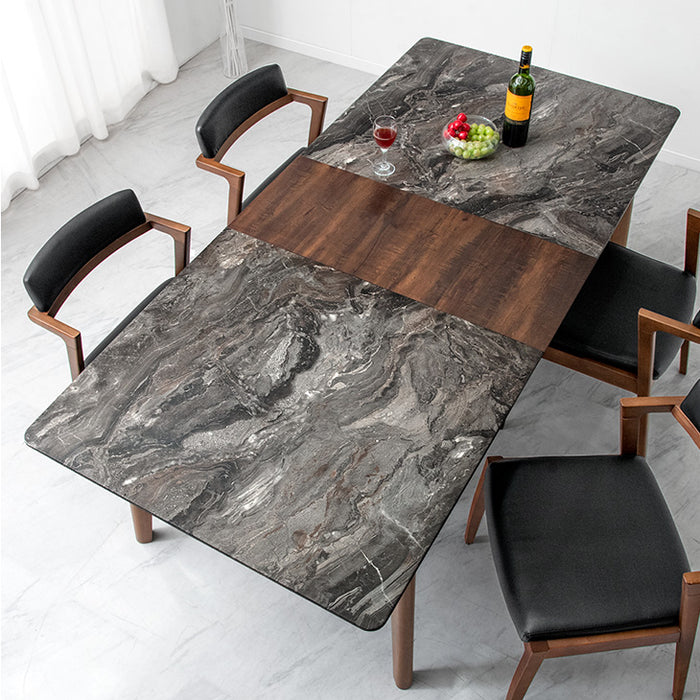 幅160-196］ダイニングテーブル 単品 伸縮式 大理石調 4人掛け