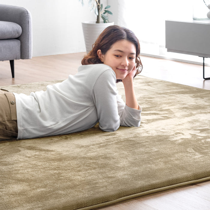 185×185］極厚25mm 高反発ラグ 滑り止め付 フランネル生地 ホット