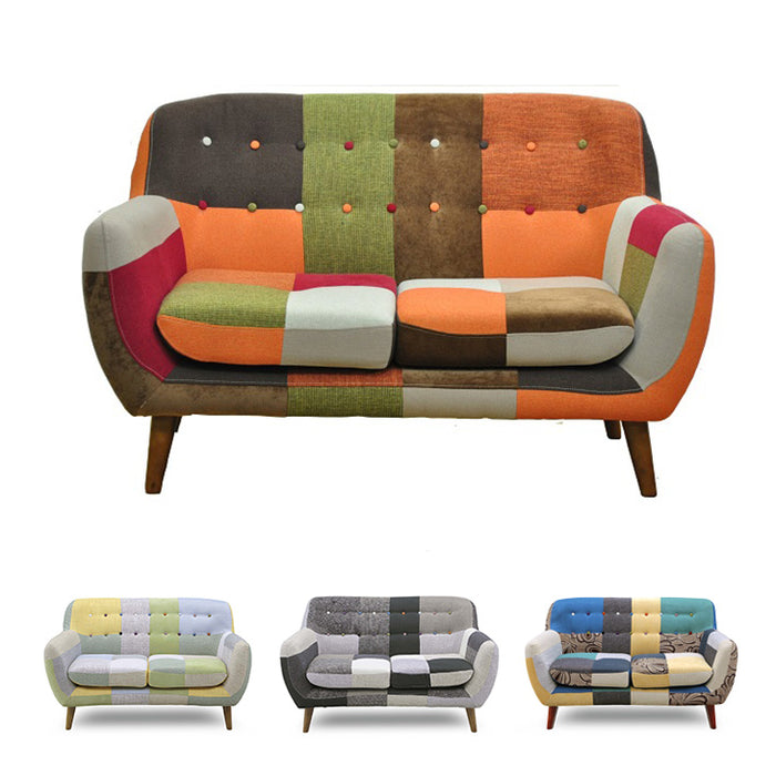 2人掛け 幅130㎝ ソファ カラフル パッチワーク ファブリック【超大型