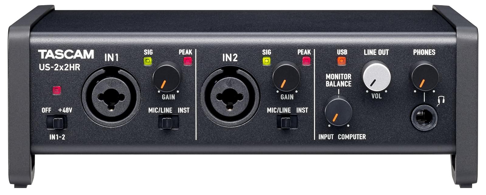 Tascam US-2x2HR | High-Resolution USB Audio/MIDI Interface (2 in
