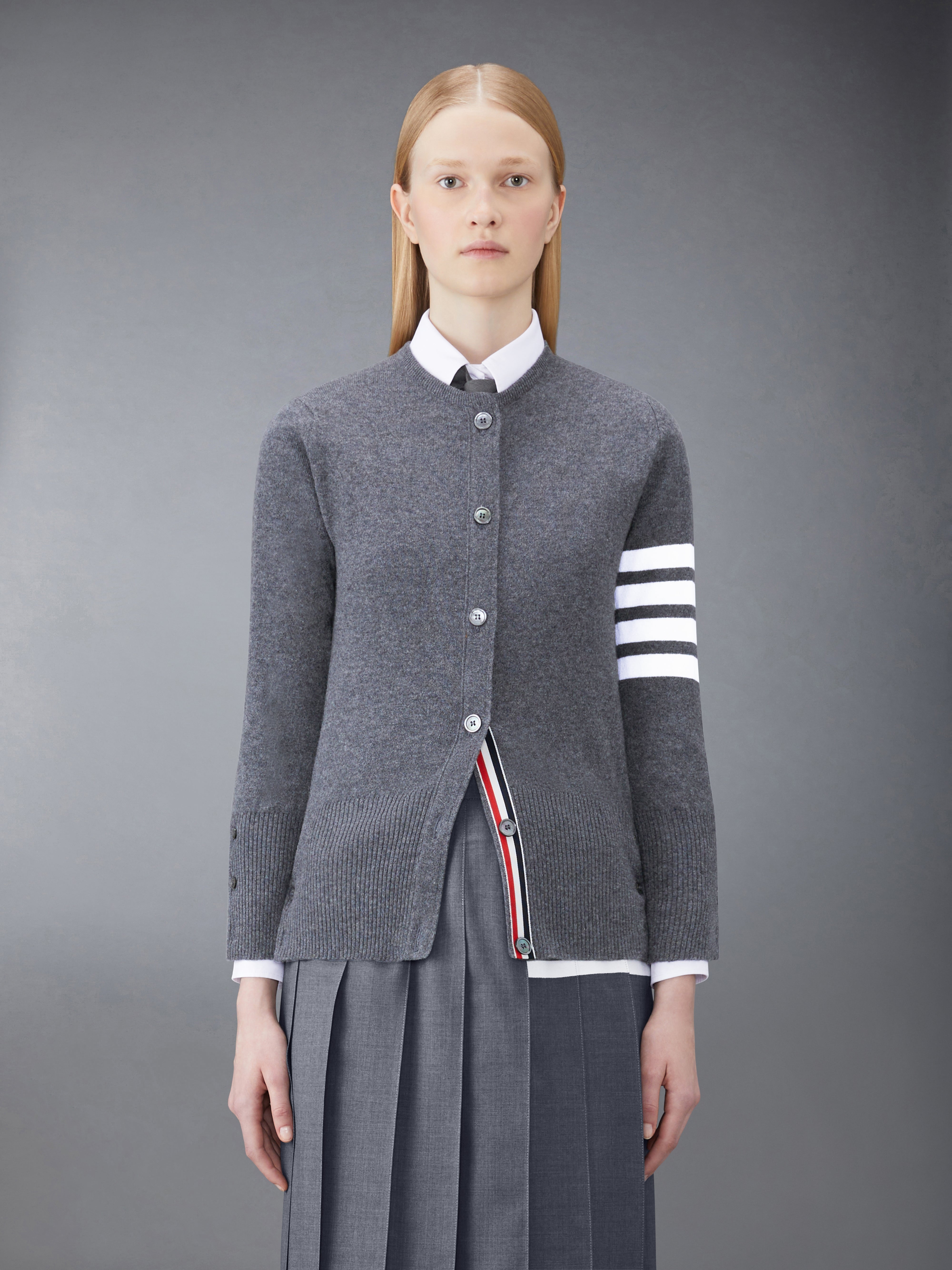 Classic Cashmere 4 Bar Crew Neck Cardigan | Thom Browne