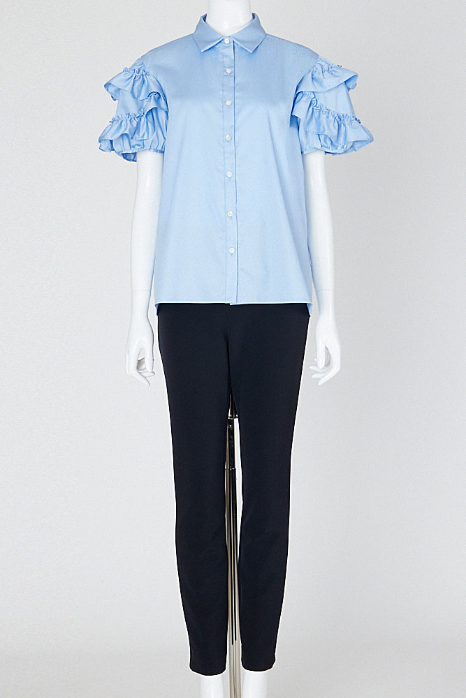 ラッフルトリムスリーブコットンブラウス – YOKO CHAN