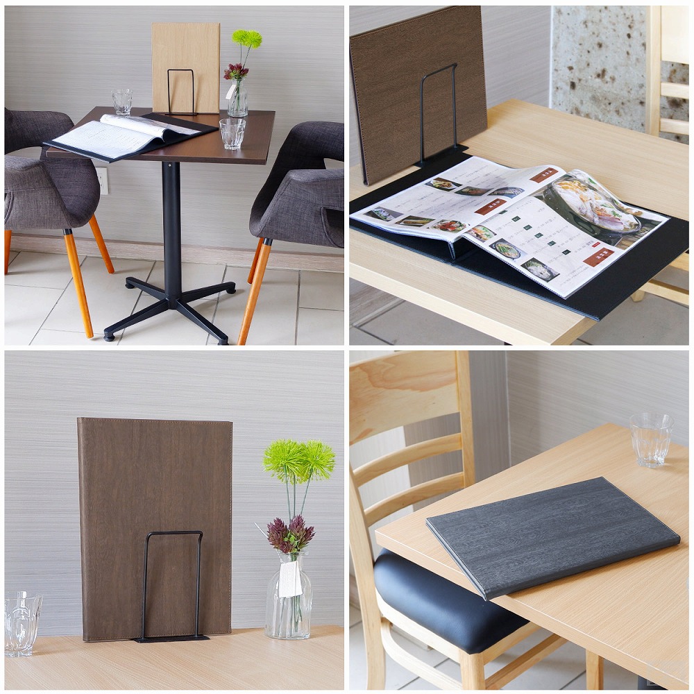 高級感あふれるA4サイズ対応のメニューブック。季節やメニューに合わせ