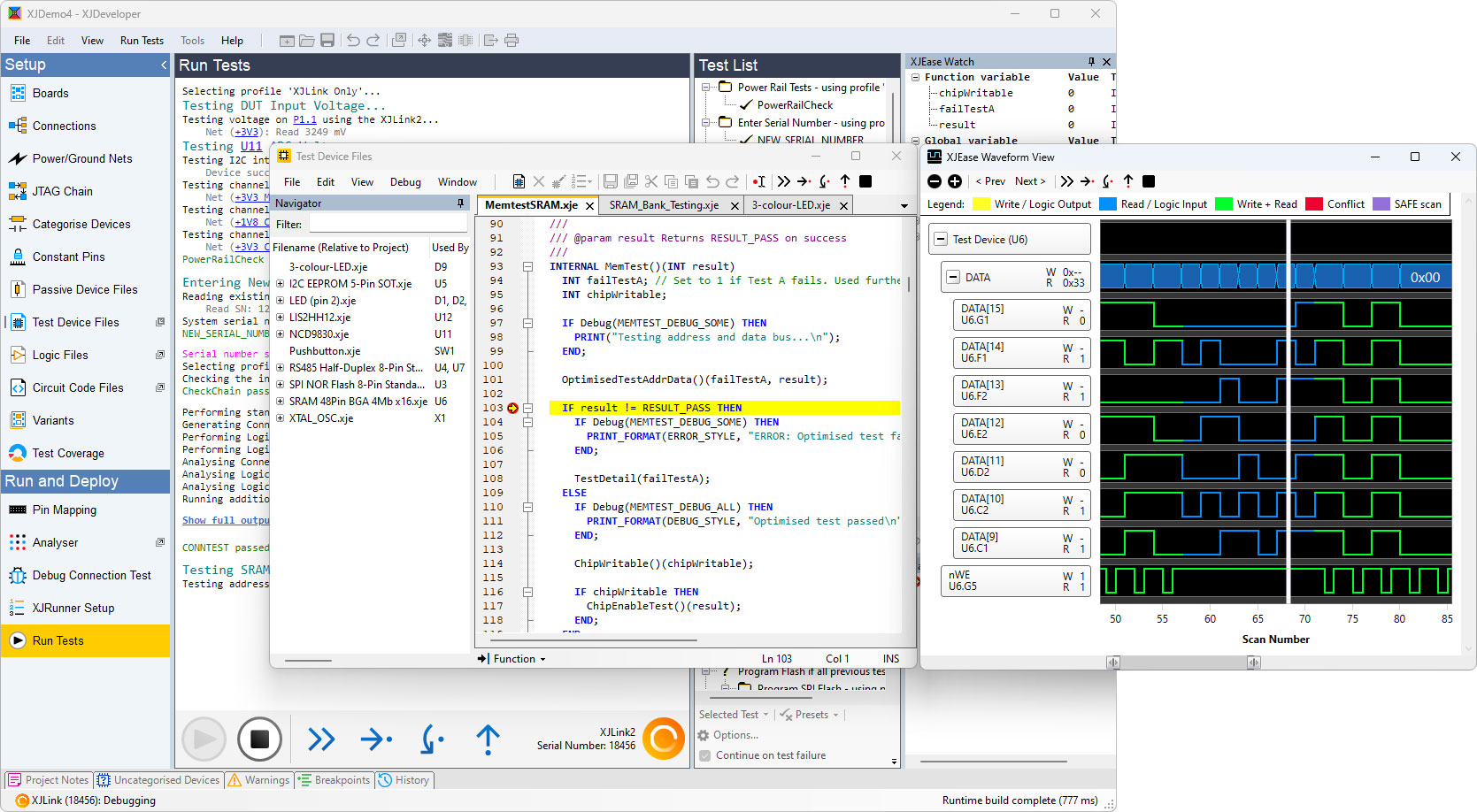 XJDeveloper - JTAG Boundary Scan Test Development Environment